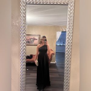 Beautiful David’s Bridal Black Bridesmaid dress.